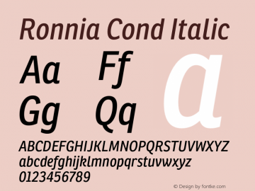 RonniaCond-Italic Version 1.001图片样张