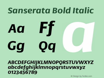 Sanserata-BoldItalic Version 1.002 Font Sample