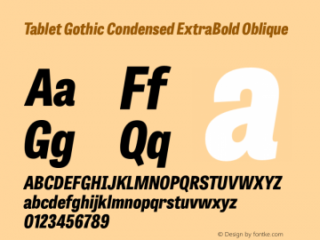 TabletGothicCondensed-ExtraBoldOblique  Font Sample