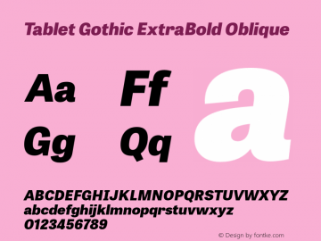 TabletGothic-ExtraBoldOblique  Font Sample