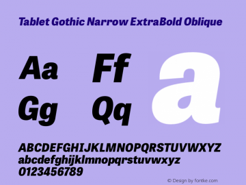 TabletGothicNarrow-ExtraBoldOblique  Font Sample