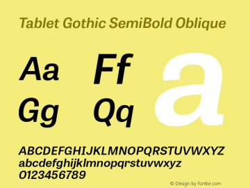 TabletGothic-SemiBoldOblique  Font Sample