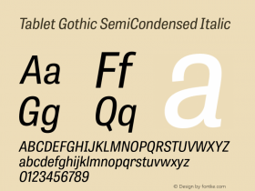 TabletGothicSemiCondensed-Oblique  Font Sample