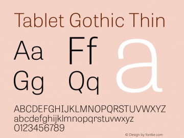 TabletGothic-Thin 1.000 Font Sample
