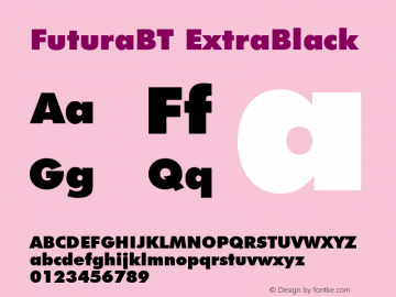 FuturaBT ExtraBlack Version 3.001图片样张