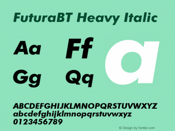 FuturaBT Heavy Italic Version 3.001图片样张