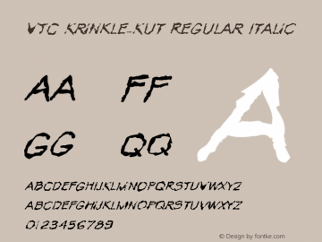 VTC Krinkle-Kut Regular Italic 1999; 1.0, initial release图片样张