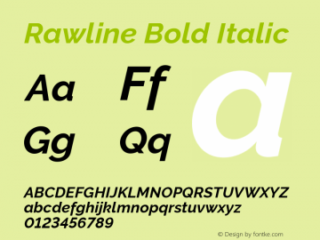 Rawline Bold Italic Version 4.020;PS 004.020;hotconv 1.0.88;makeotf.lib2.5.64775 Font Sample