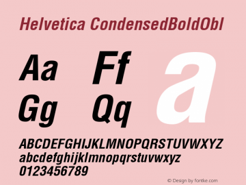 Helvetica CondensedBoldObl Macromedia Fontographer 4.1.5 99/10/10图片样张