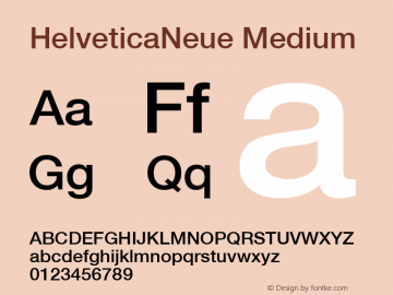 HelveticaNeue Medium Macromedia Fontographer 4.1.5 99/10/10 Font Sample