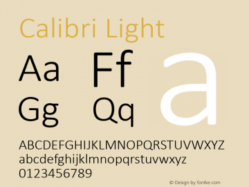 Calibri Light Version 6.20 Font Sample