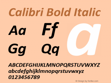 Calibri Bold Italic Version 6.20 Font Sample