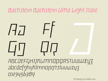 Backstein Backstein UltLt Ita Version 1.000;PS 001.000;hotconv 1.0.70;makeotf.lib2.5.58329 Font Sample