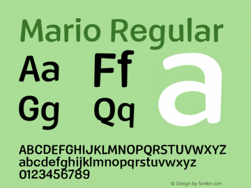 Mario-Regular Version 0.000;PS 0.0;hotconv 1.0.88;makeotf.lib2.5.647800;com.myfonts.easy.tipo-pepel.mario.regular.wfkit2.version.4Sib图片样张