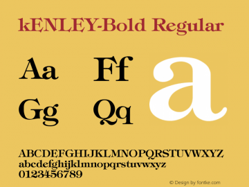 kENLEY-Bold Regular Unknown Font Sample
