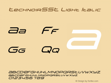 TechnoirSST Light Italic Version 1.00 2017 Font Sample