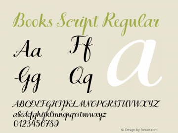 BooksScript Version 1.000 Font Sample