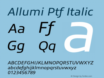 AllumiPtf-Italic Version 1.000 Font Sample