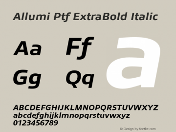 AllumiPtf-ExtraBoldItalic Version 1.000 Font Sample
