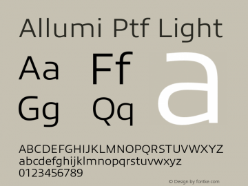 AllumiPtf-Light Version 1.000 Font Sample