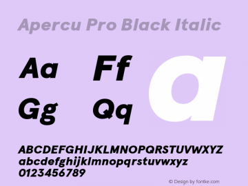Apercu Pro Black Italic Version 2.002; ttfautohint (v1.5) Font Sample