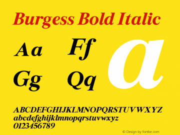 Burgess Bold Italic Version 1.004; ttfautohint (v1.5) Font Sample