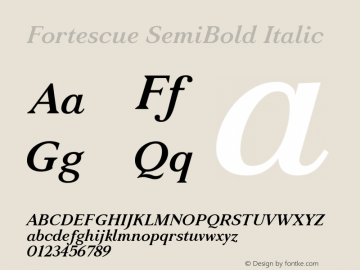 Fortescue SemiBold Italic Version 1.000; ttfautohint (v1.5)图片样张