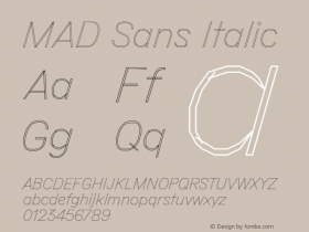 MAD Sans Italic Version 1.001; ttfautohint (v1.5)图片样张