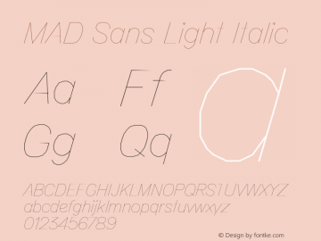 MAD Sans Light Italic Version 1.001; ttfautohint (v1.5)图片样张