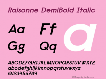 Raisonne DemiBold Italic Version 1.000; ttfautohint (v1.5) Font Sample