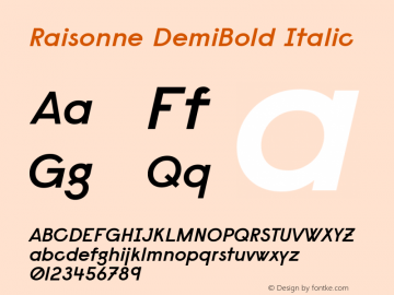 Raisonne DemiBold Italic Version 1.000; ttfautohint (v1.5)图片样张