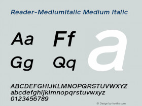 Reader-MediumItalic Version 1.000 Font Sample