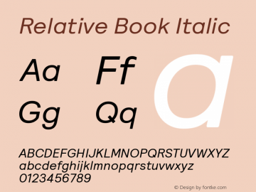 Relative Book Italic Version 1.001; ttfautohint (v1.5)图片样张