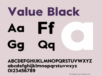 Value Black Version 1.001; ttfautohint (v1.5) Font Sample