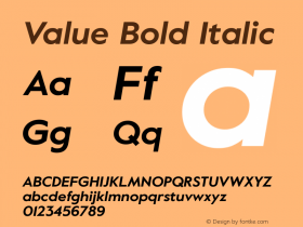 Value Bold Italic Version 1.001; ttfautohint (v1.5)图片样张