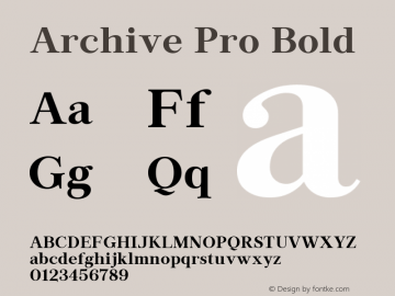 Archive Pro Bold Version 1.002; ttfautohint (v1.5)图片样张