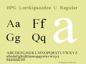 BPG Lortkipanidze U Regular 01.07.99 Font Sample