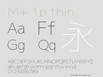 M+ 1p thin Version 1.046 Font Sample