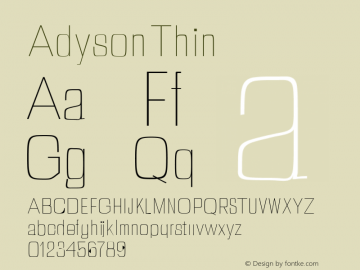 Adyson Thin Version 1.0 Font Sample