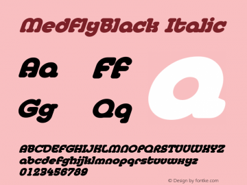 MedflyBlack Italic Accurate Research Professional Fonts, Copyright (c)1995图片样张