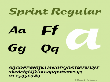 Sprint Regular Accurate Research Professional Fonts, Copyright (c)1995 Font Sample