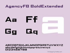 AgencyFB-BoldExtended Version 1.000;PS 001.000;hotconv 1.0.38 Font Sample
