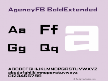 AgencyFB-BoldExtended Version 1.000;PS 001.000;hotconv 1.0.38图片样张