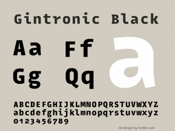 Gintronic-Black Version 1.001;PS 001.001;hotconv 1.0.88;makeotf.lib2.5.64775 Font Sample