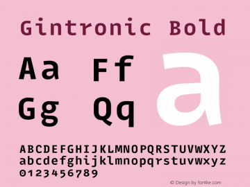Gintronic Bold Version 1.001;PS 001.001;hotconv 1.0.88;makeotf.lib2.5.64775图片样张