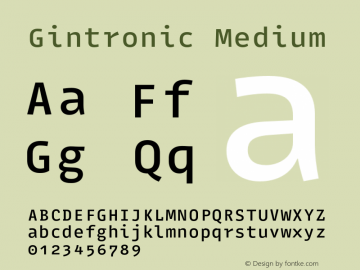 Gintronic-Medium Version 1.001;PS 001.001;hotconv 1.0.88;makeotf.lib2.5.64775 Font Sample