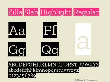 Zilla Slab Highlight Version 1.1; 2017; ttfautohint (v1.6)图片样张