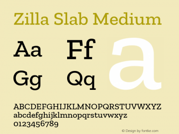 Zilla Slab Medium Version 1.1; 2017; ttfautohint (v1.6) Font Sample