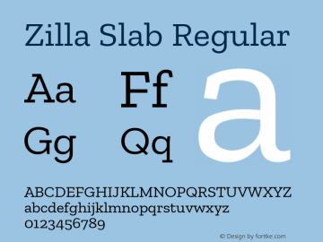 Zilla Slab Version 1.1; 2017; ttfautohint (v1.6) Font Sample