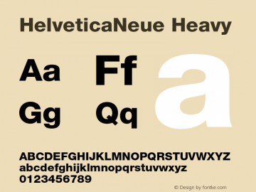 HelveticaNeue-Heavy Version 001.000 Font Sample